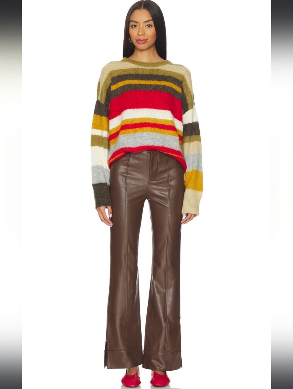 Free People Glow Up Faux Leather Pants Size 10 Brown (Potting Soil)